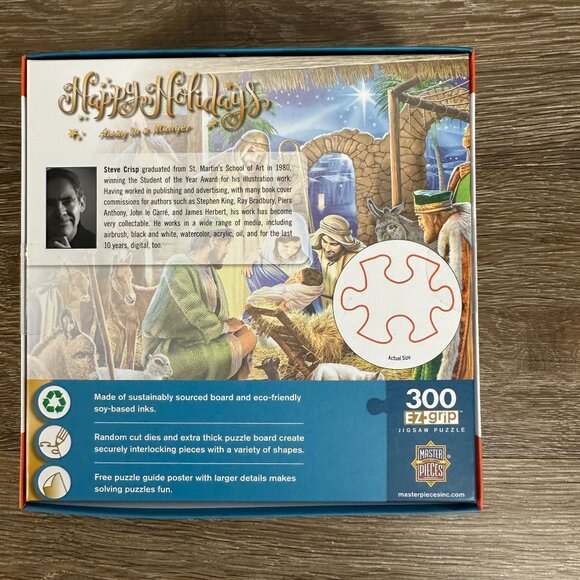 Happy Holidays 300-Piece Jigsaw Puzzle "Away In A Manger" By MasterPieces Bonus - Picture 3 of 8